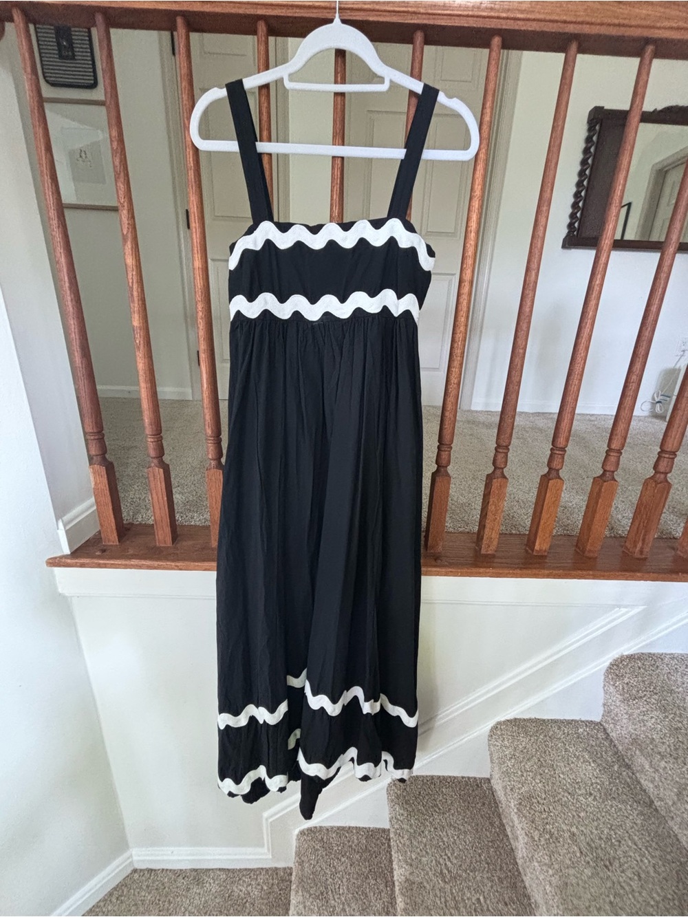 Black Sundress with White Wave Trim - Kids Dress